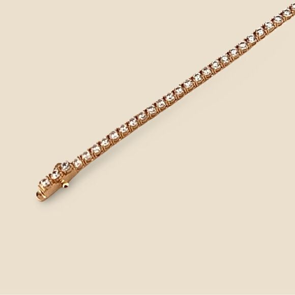 14k Solid Gold Tennis Bracelet 2.25 mm - Birthday Gift - CZ Stones - Trendy - Picture 6 of 7